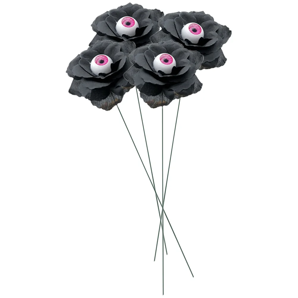 

4Pcs Halloween Yard Stake Garden Sign Rose Yard Decor Scary Eyeball Rose Flower Halloween Lawn Decorations Sign Stakes
