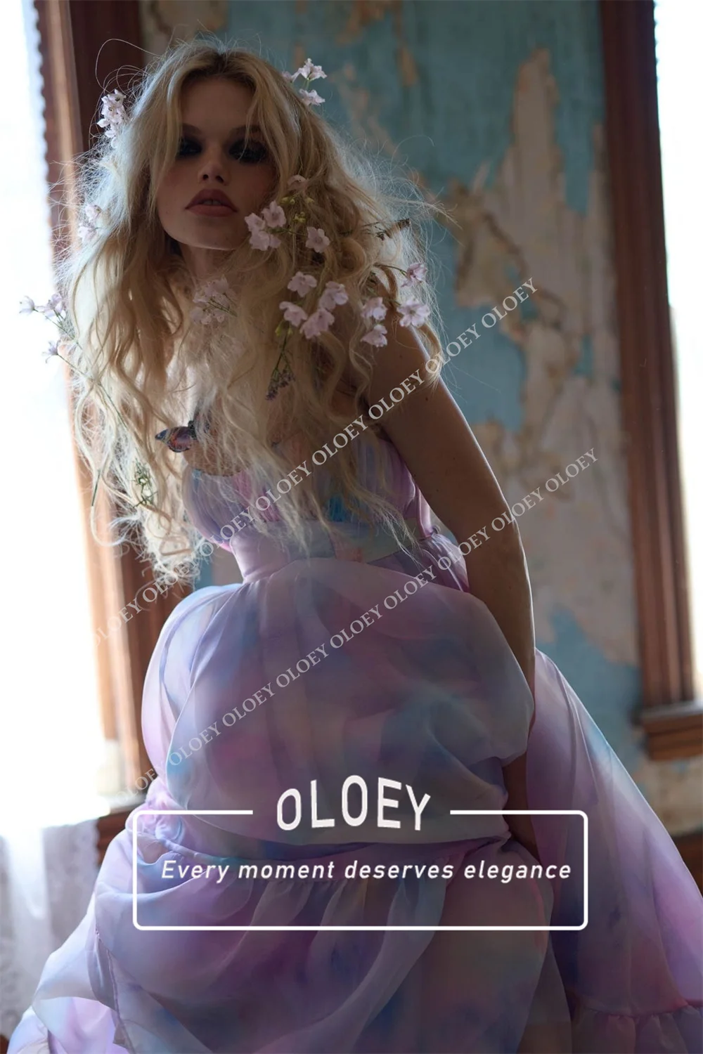 OLOEY Elegant A Line Long Russion Prom Dress Pastel Tie Gradient Organza Ruffled Floor Length Evening Gown 2027 Customized