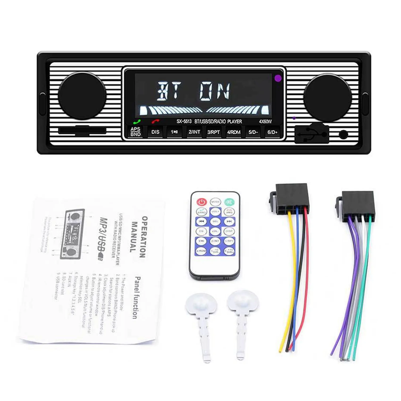 

1 DIN Retro Car Stereo Audio Automotive Bluetooth with USB USB/SD/AUX Card FM MP3 Player PC Type:ISO-5513