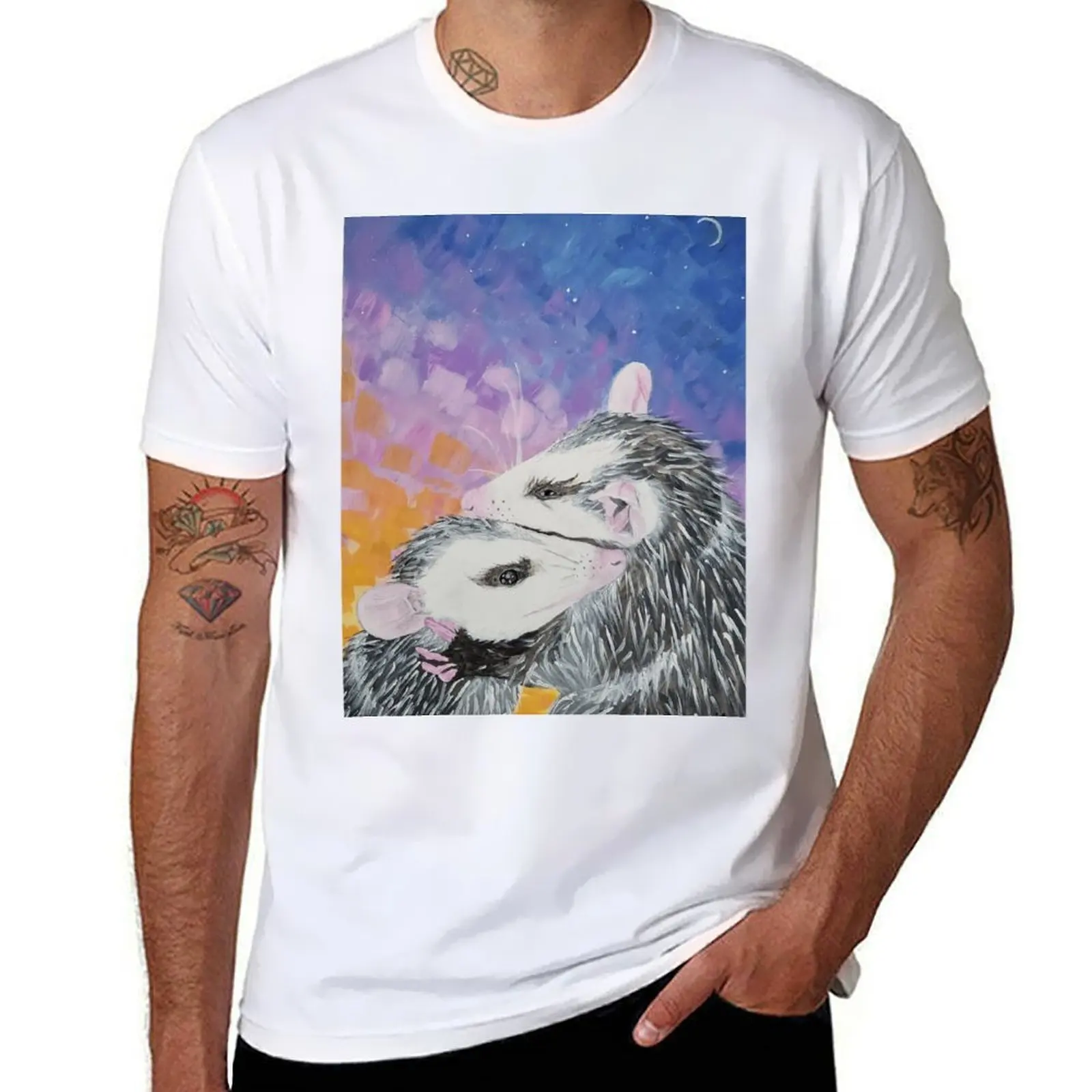 

Siblings, Opossum Painting T-Shirt funny t shirts dark humor man t shirt heavy cotton T-Shirt