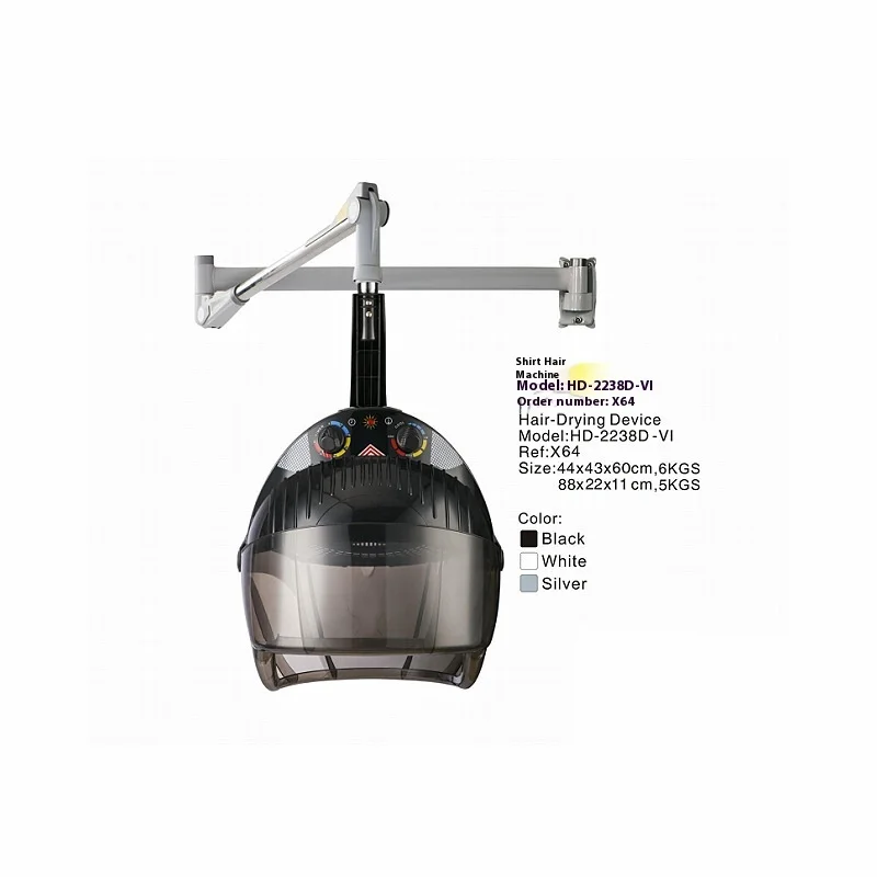 Professional Salon Use AC Hair Dryer Oil Treatment Perm Foldable Electric Plug-Powered Hanging Arm Drying Mechanism Plastic