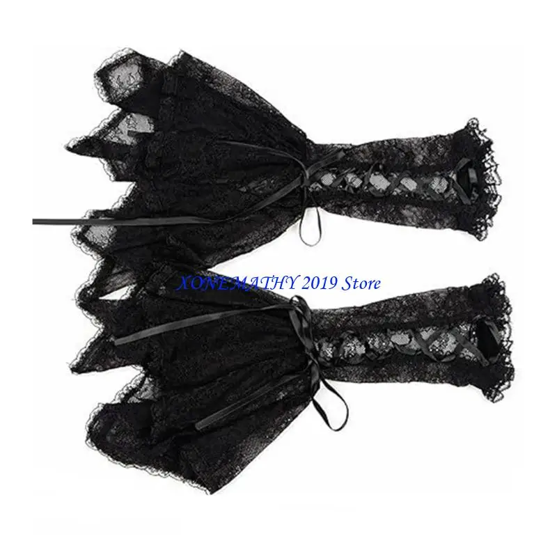 F42F Black White en dentelle Soules bras Victorien Design des événements officiels pour femmes