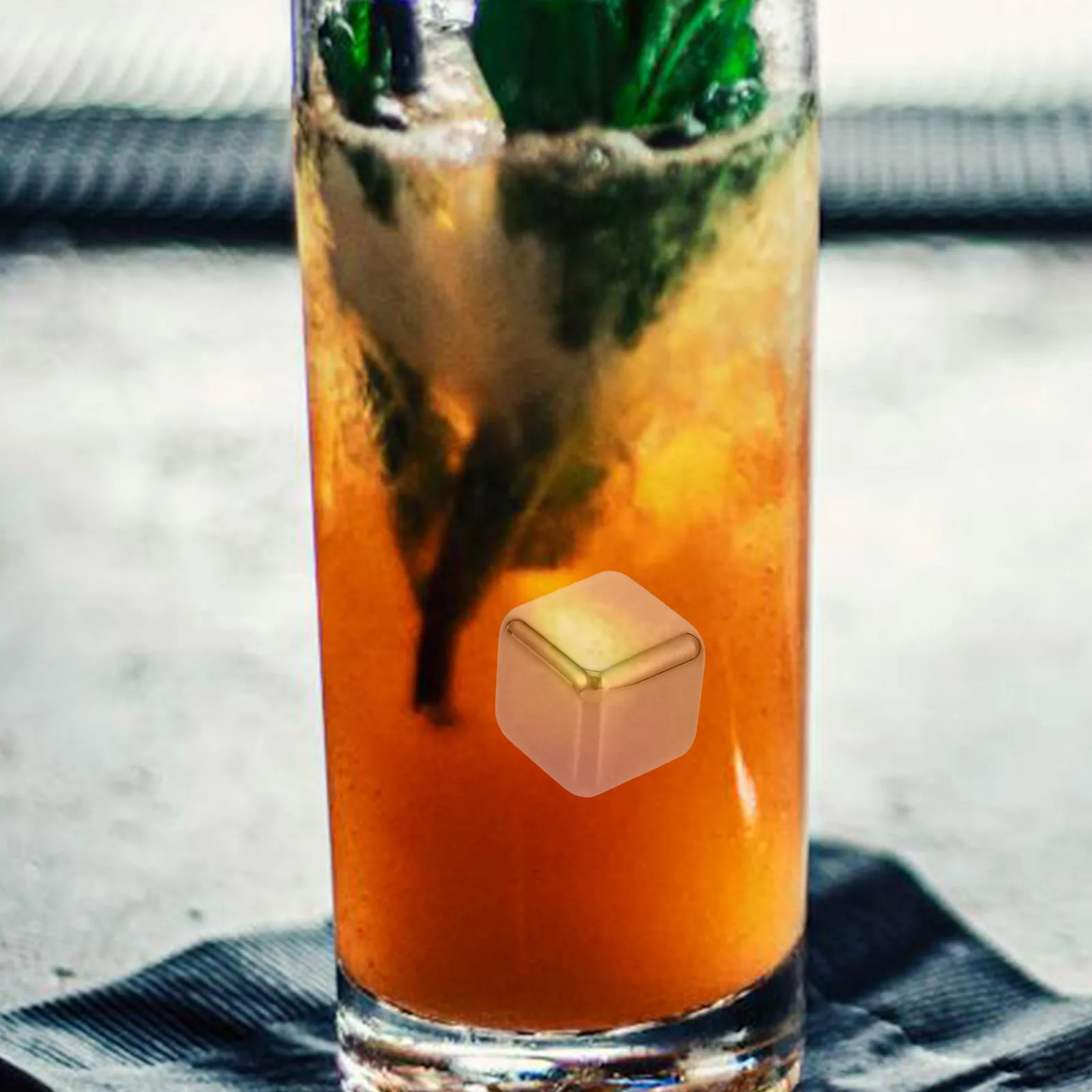 

1Set Whiskey Glass Ice Cube Stainless Steel Metal Reusable Non-Melting Ice Cubes Chilling Stones Tong for Wine Cocktails