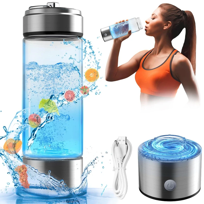 420ml Hydrogen Water Bottle Generator Portable Glass Hydrogen Water Rechargeable Hydrogen Water Bottle Office Household