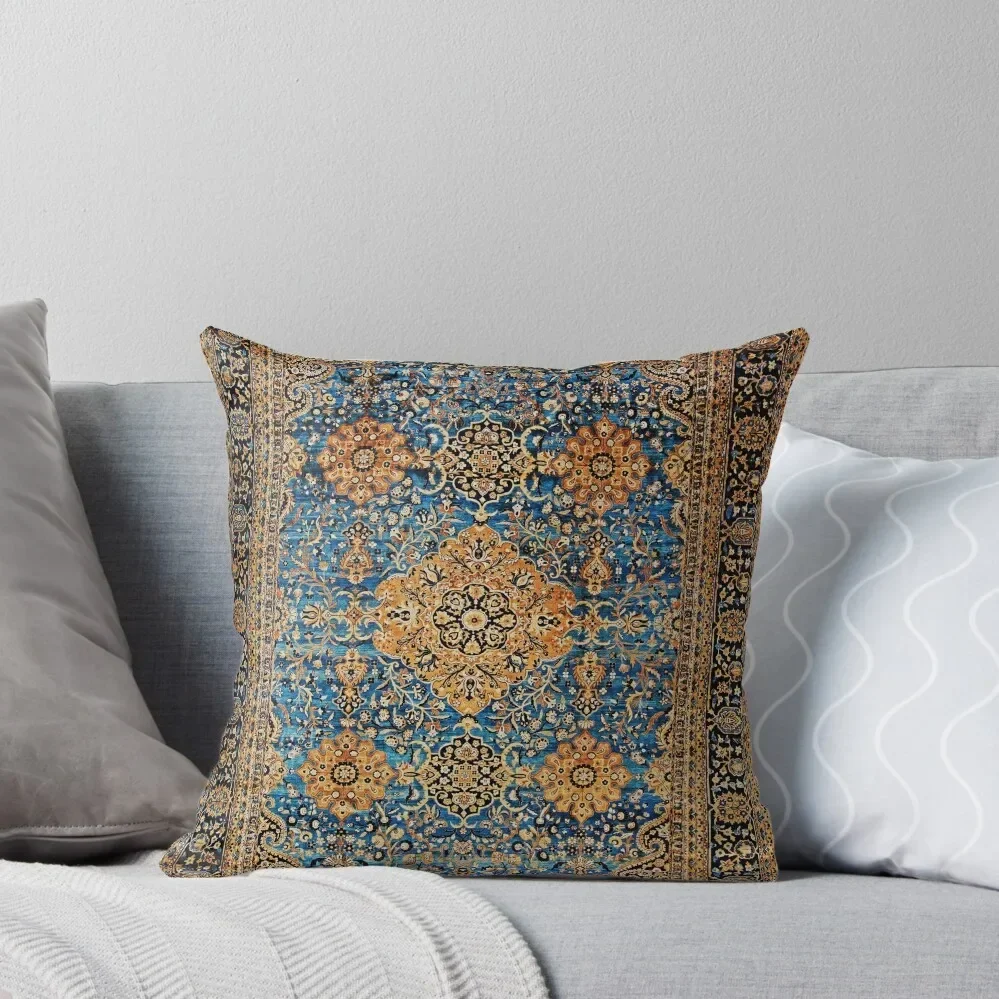 Antique Blue Persian Kirman Rug Print Throw Pillow pillow cover luxury Christmas Pillowcase Rectangular Cushion Cover Pillow