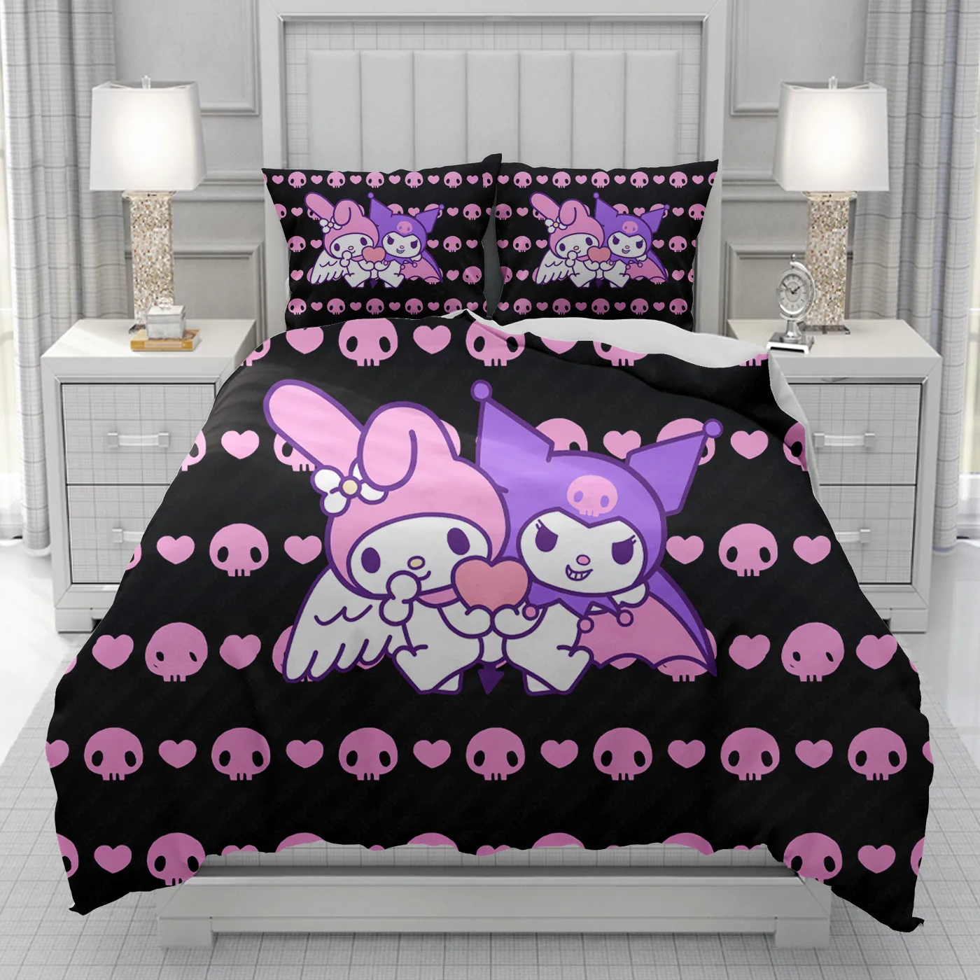 Copripiumino Kuromi uomo donna/bambino KID stampa set biancheria da letto cartone animato Disney trapunta letto morbido