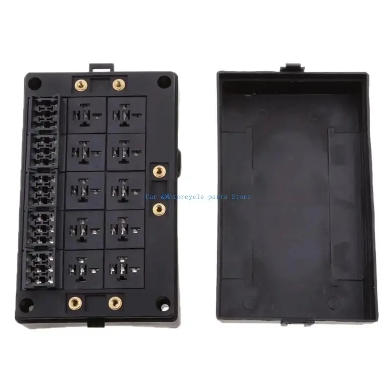 

Y9UC 10 Slot Relays Panel with Removable Fuses Holders 12V Fuses Block set for Easy Installation In & Trucks