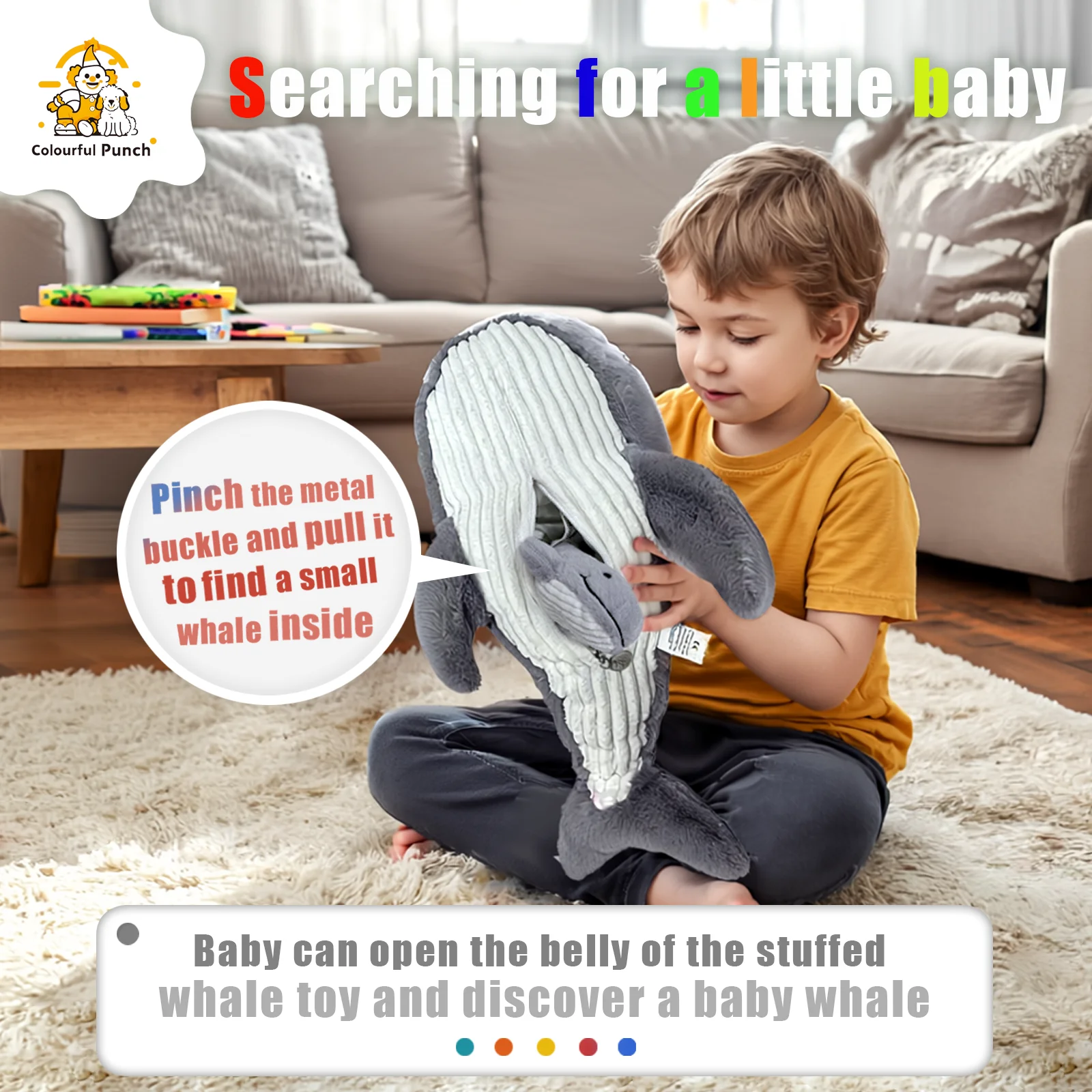 고래 진정 인형, 유아 및 어린이를 위한 인터랙티브 동반자 장난감