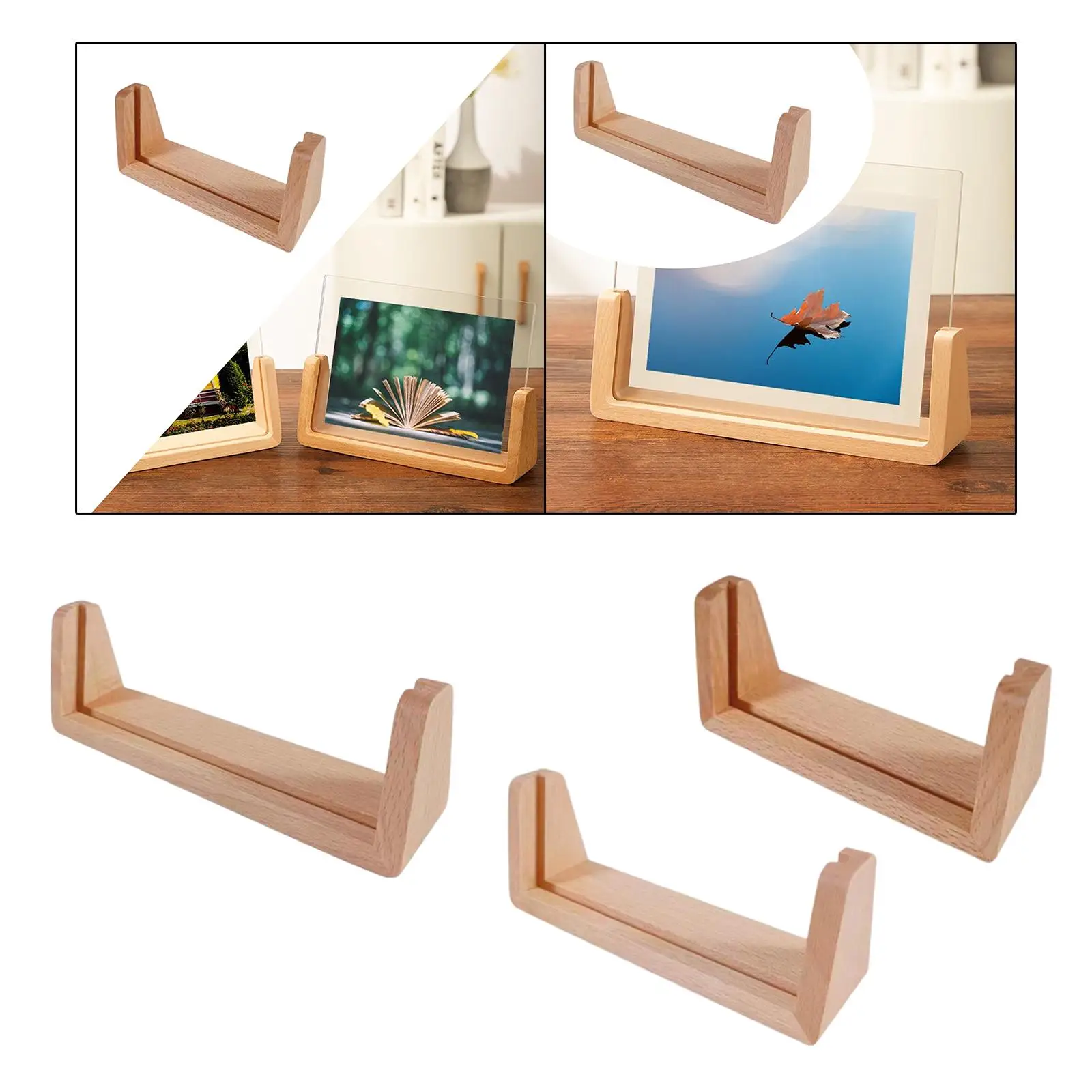 Wood Base for Sign Holder Modern Sturdy Practical Table Number Holder Stand for Ceremony Retail Shop Office Home Birthday Party
