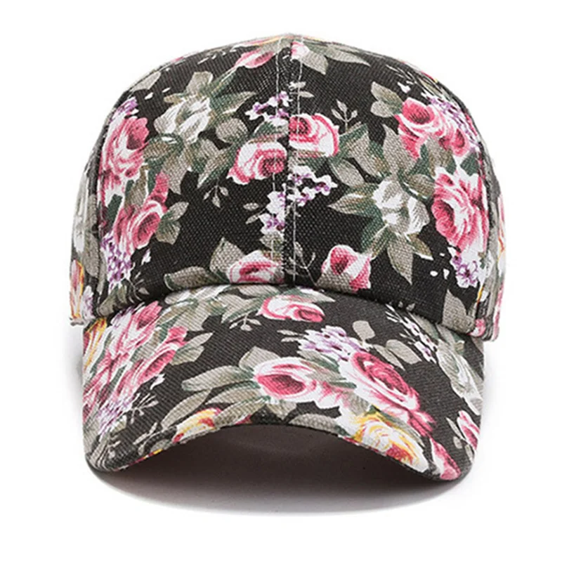 Fashion Women\'s Summer Cap Floral Print Trucker Hat Outdoor Streetwear Cap Female Baseball Cap With Flowers And Plants Design