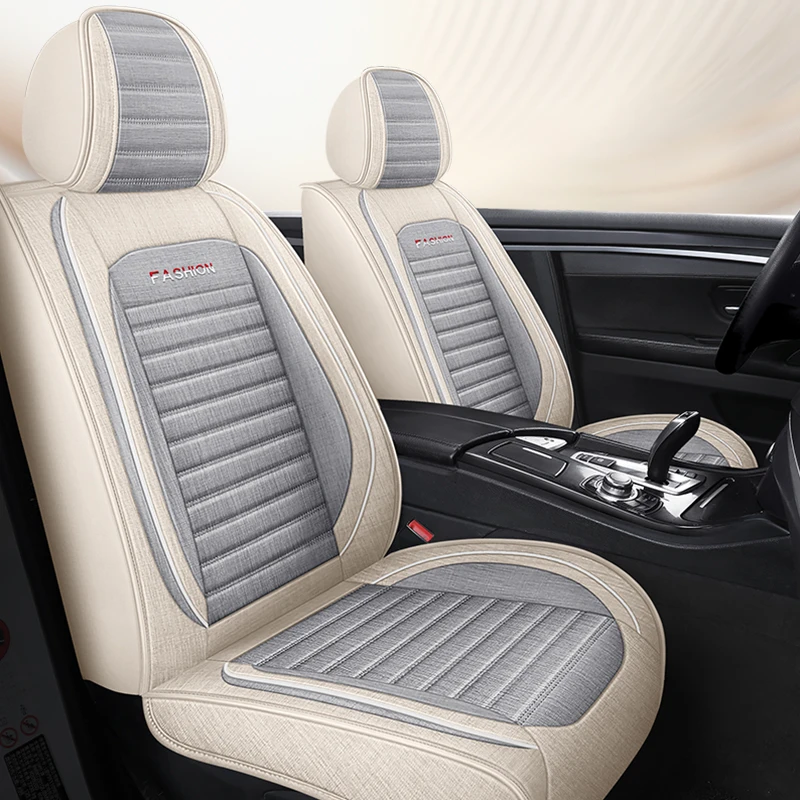 Breathable linen front two-seater car seat covers, classic color options available, suitable for most models