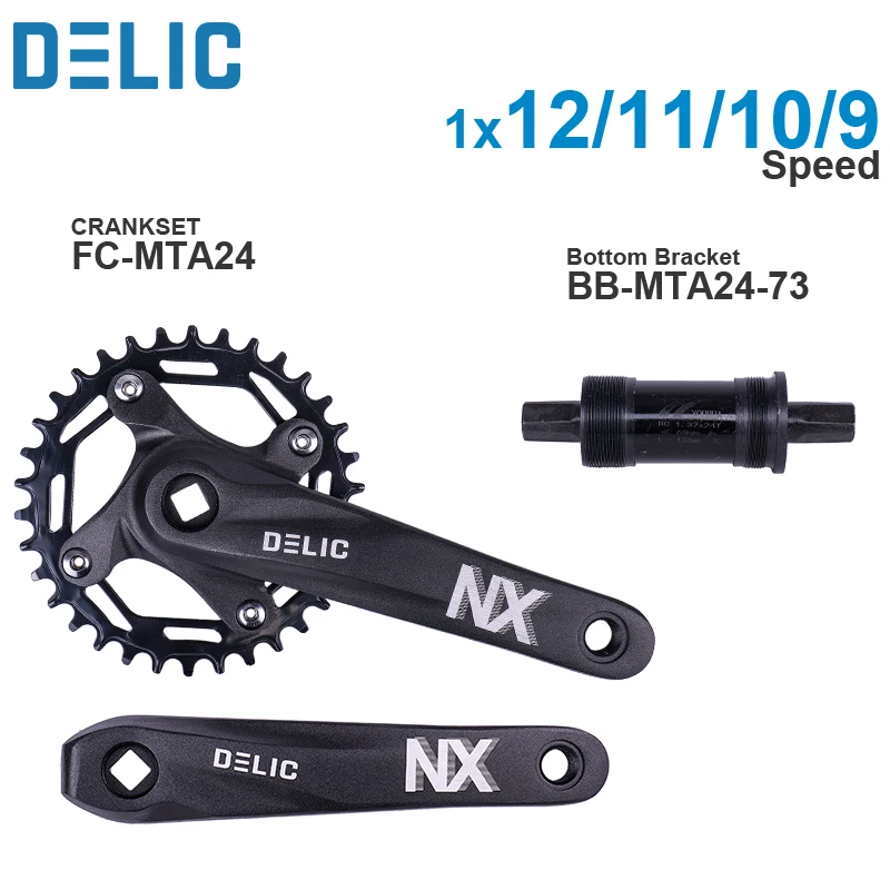 DELIC 9 10 11 12 Speed Crankset FC-MTA24 34T 170mm and Square type Cartridge Bottom Bracket 73mm Compatible with SHIMANO Giant