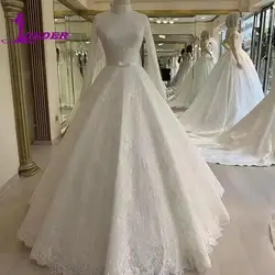 High Collar Court Lace Muslim Wedding Dress Fall/winter New Arrivals Elegant Vestidos De Novia Floor-length Civil Dress Wedding