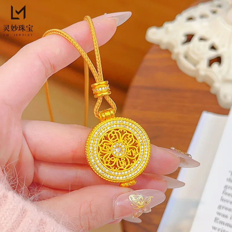 

Gold Shop 9999 24-каратное настоящее золото в горошек с бриллиантами, шестизначная мантра, подвеска Гуаньинь «Тисяча рук», Натальный Будда
