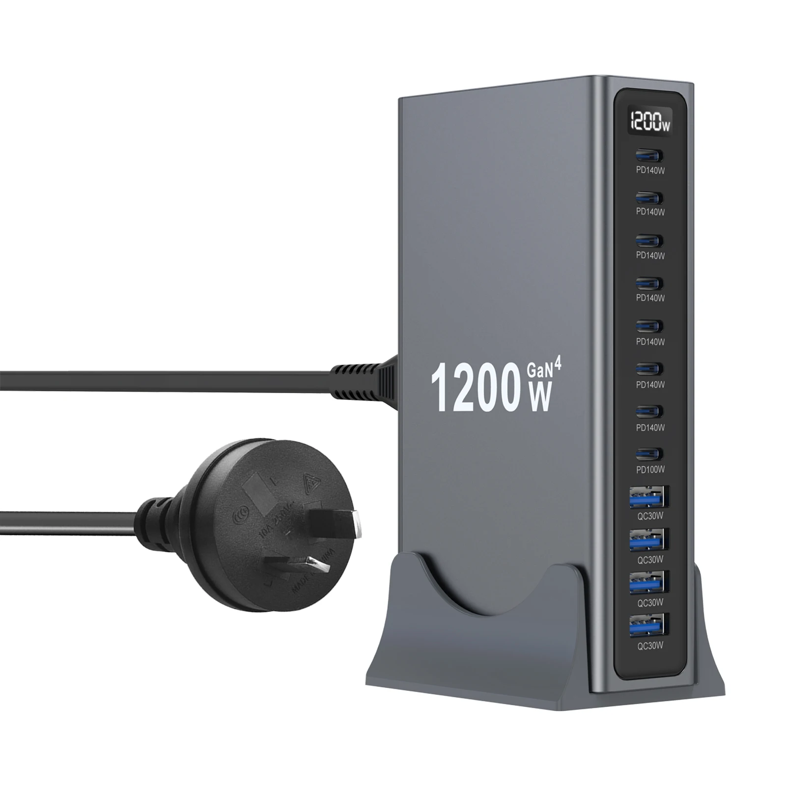 1200W Multi-Port Desktop Charger with 8C4A Fast Charging 140W Total Power for Laptops Tablets And More - New Model image 3