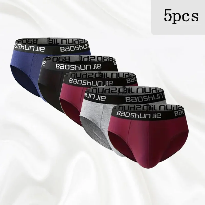 5 Pcs Briefs Men's Panties 100% Cotton Underpantmen  Men's Underwear Men's Cotton Plus Size Soft and Comfortable