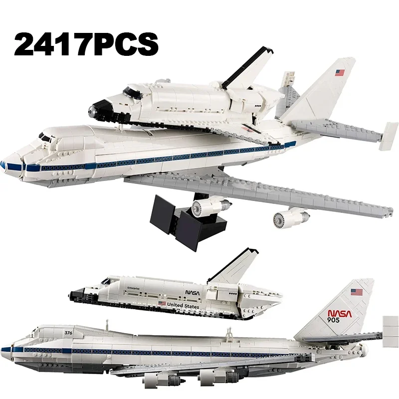 Criativo 2417 pçs lanzadera transportadora blocos de construção sirplane modelo espaço avião montar tijolos brinquedos presente para criança menino adulto