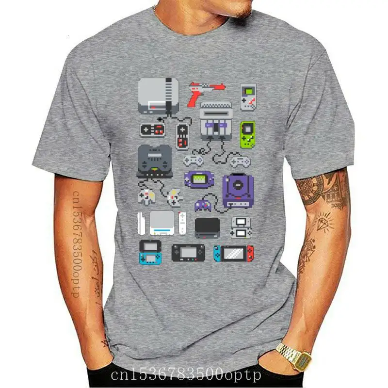 

New 2024 est Printing Men Shirts Control Device Game Tshirt 100% Cotton High Tees Super Pixel Image Youth College Student T-Shi