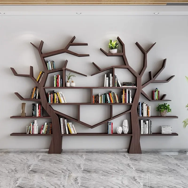 Simple Modern Solid Wood Tree Shaped Bookshelf Creative Heart Shape Multi Layer Assembly Reading Stand Office Display Rack