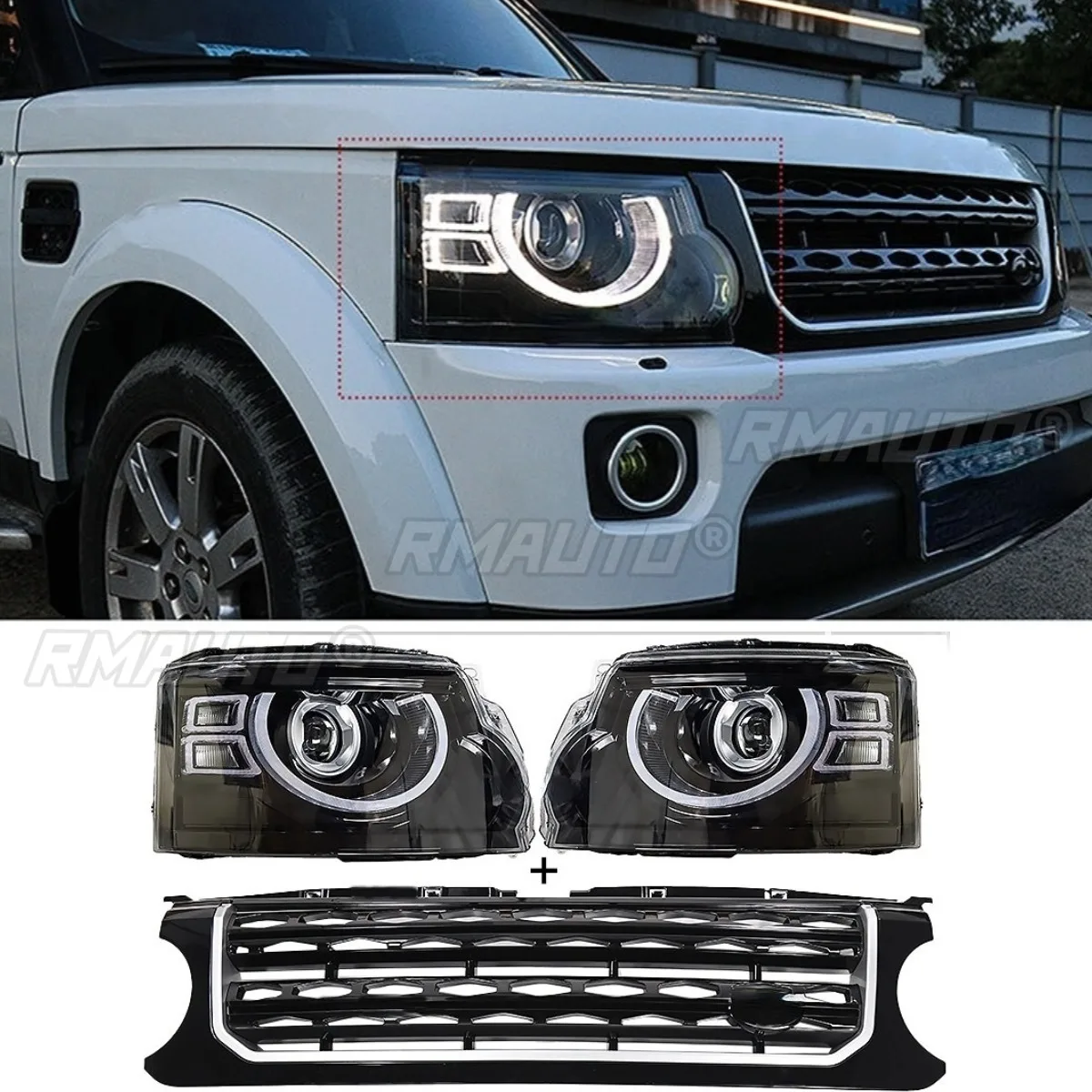 Car Grille Front Bumper Grill Dynamic Headlight Headlamp Body Kit For Land Rover Defender Discovery 4 2010-2016 Car Accessories