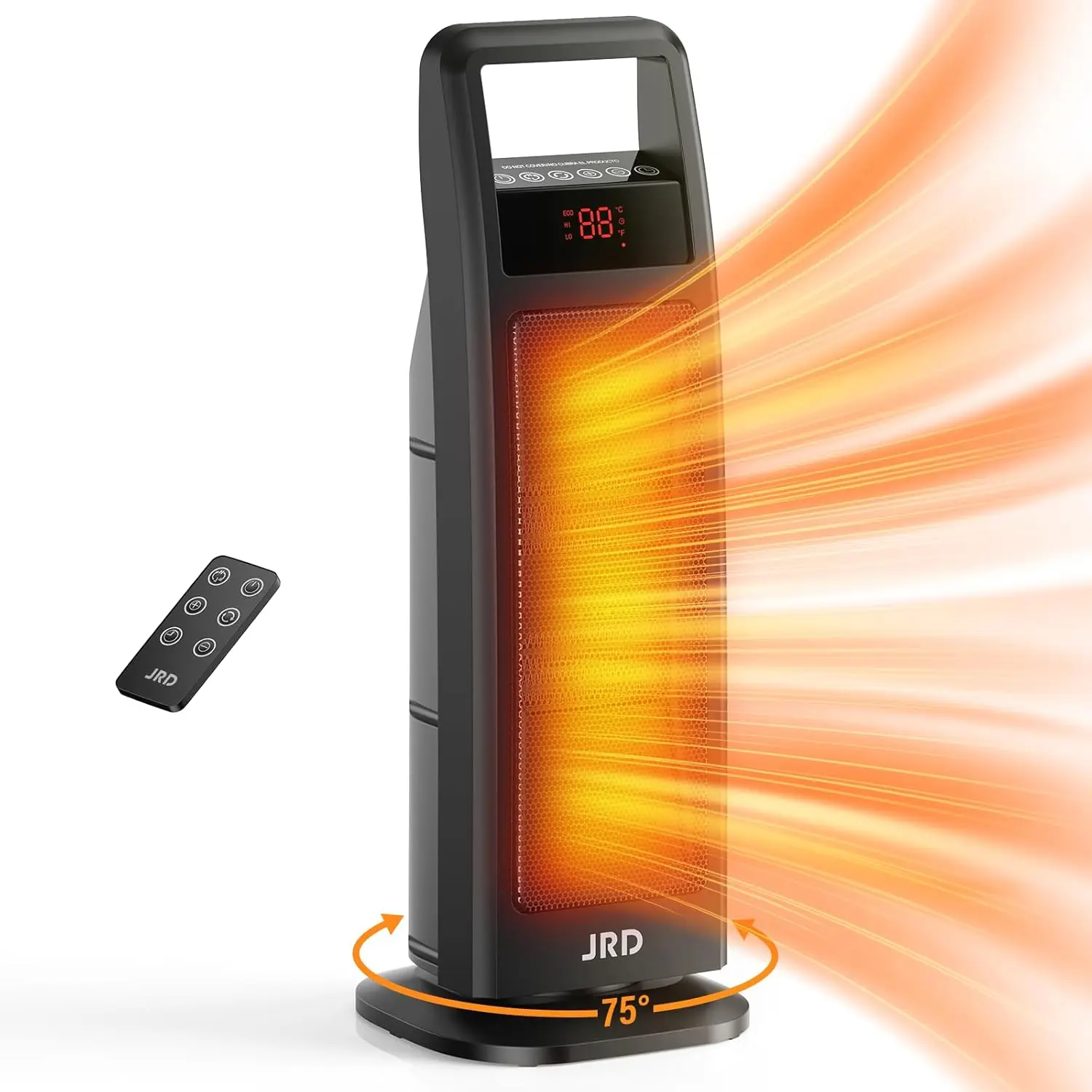 

Space Heater Indoor Use, 24' Fast Electric Heater with Remote, Thermostat, 75° Oscillation, 1-8H Timer, Safe Protection