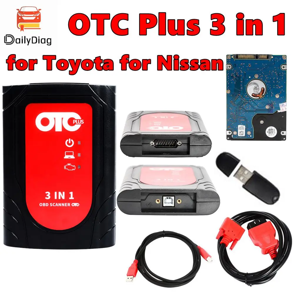 

Newest OTC Plus 3 In 1 with HDD Auto Diagnostic Tool OBD Scanner Tool OTC for Toyota For Nissan Support Multiple Languages