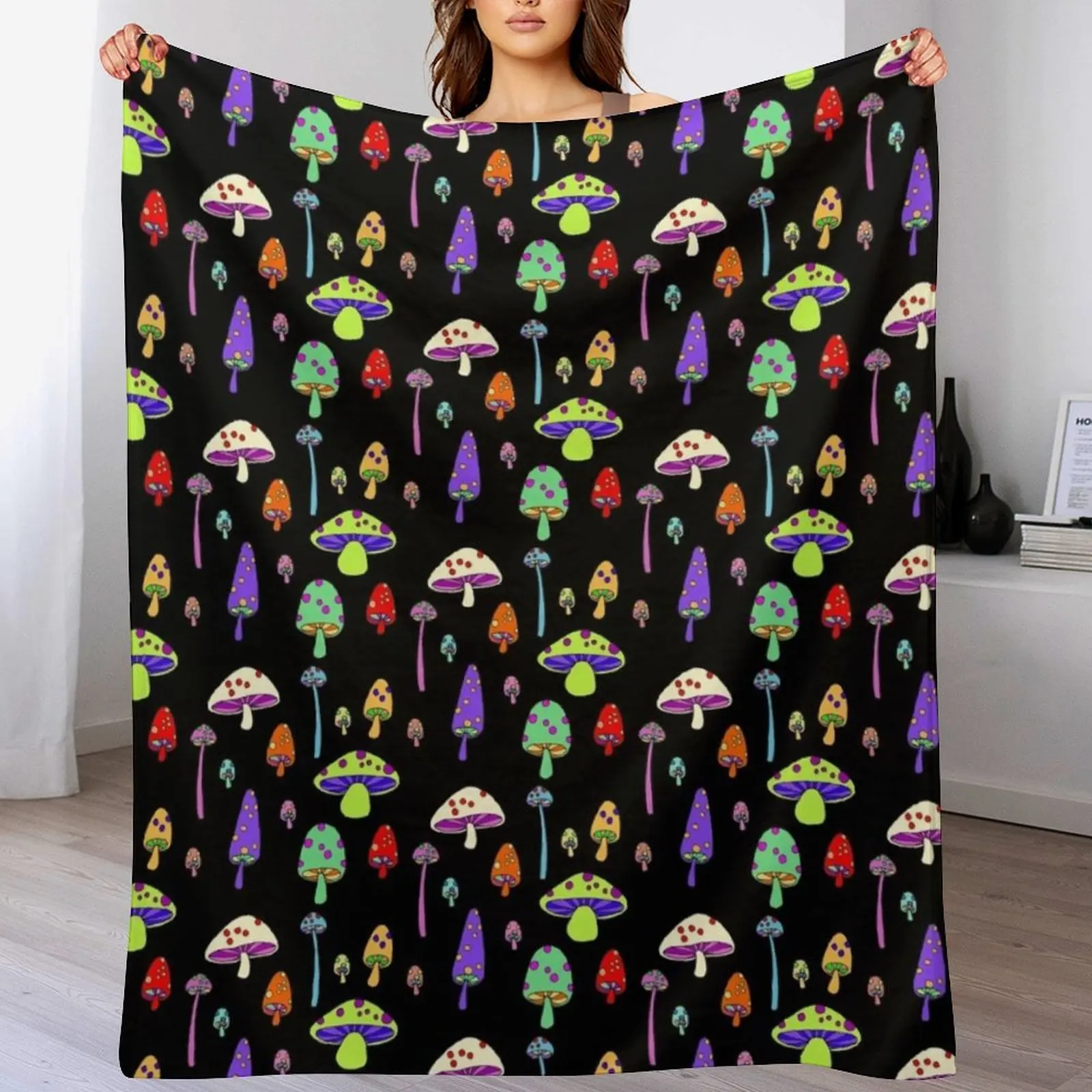 

Technicolor Mushrooms Throw Blanket Plush Decoratives Decorative Beds Blankets For Bed Blankets