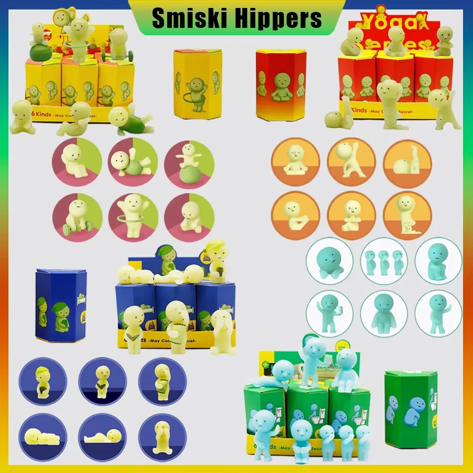 

Четыре стиля Smiski Hippers серии светятся в темноте загадочная коробка фигурки аксессуары для телефона коллекция кукол подарок на день рождения и Рождество