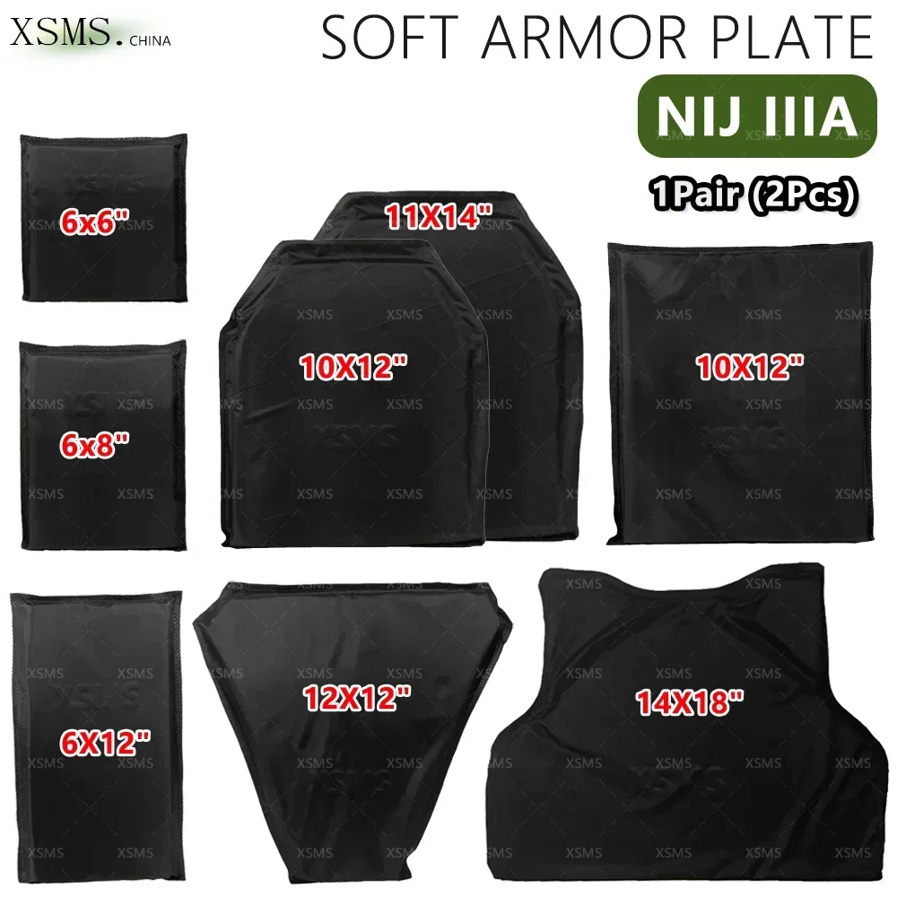 NIJ IIIA 1Pair Soft Bulletproof Plates NIJ IIIA 3A Ballistic Vest Bulletproof Backpack Ballistic Board Big Plates 6x6 10x12