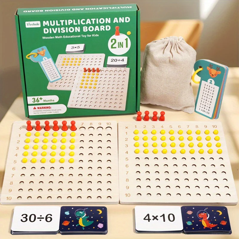 Tableau de Multiplication et de Division en bois – Un jeu d'apprentissage des mathématiques utilisé pour pratiquer les tables de Multiplication pour améliorer les compétences mathématiques