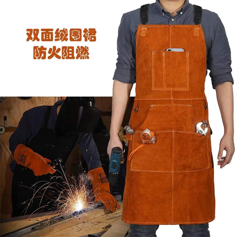 Heat Insulation Cowhide Leather Welding Apron Soldering Protective Clothing-Blacksmith Leather Welding Apron Protective 1