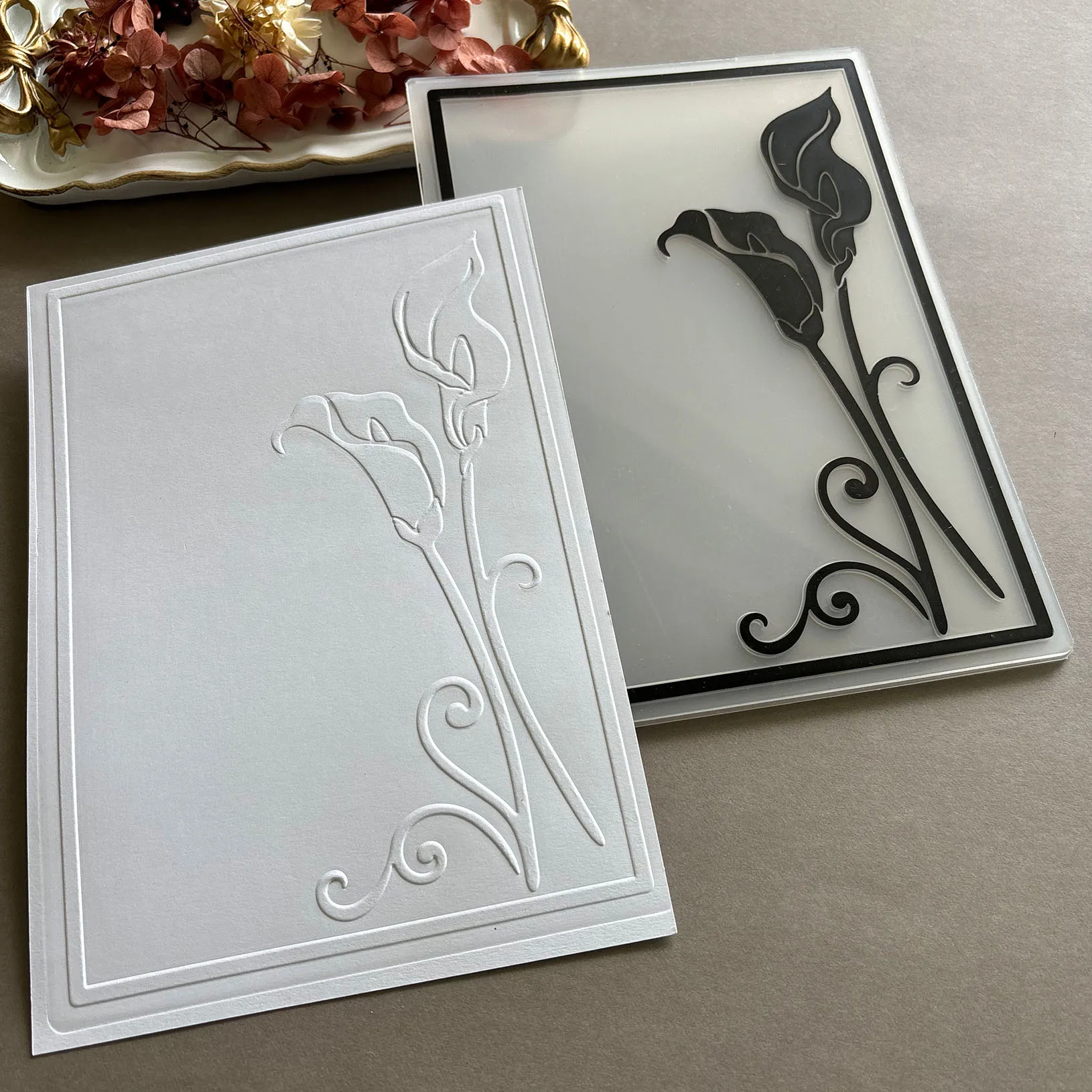 Background design of horseshoe lotus embossing template, embossed craft paper folder, DIY scrapbook, transparent 2D texture card