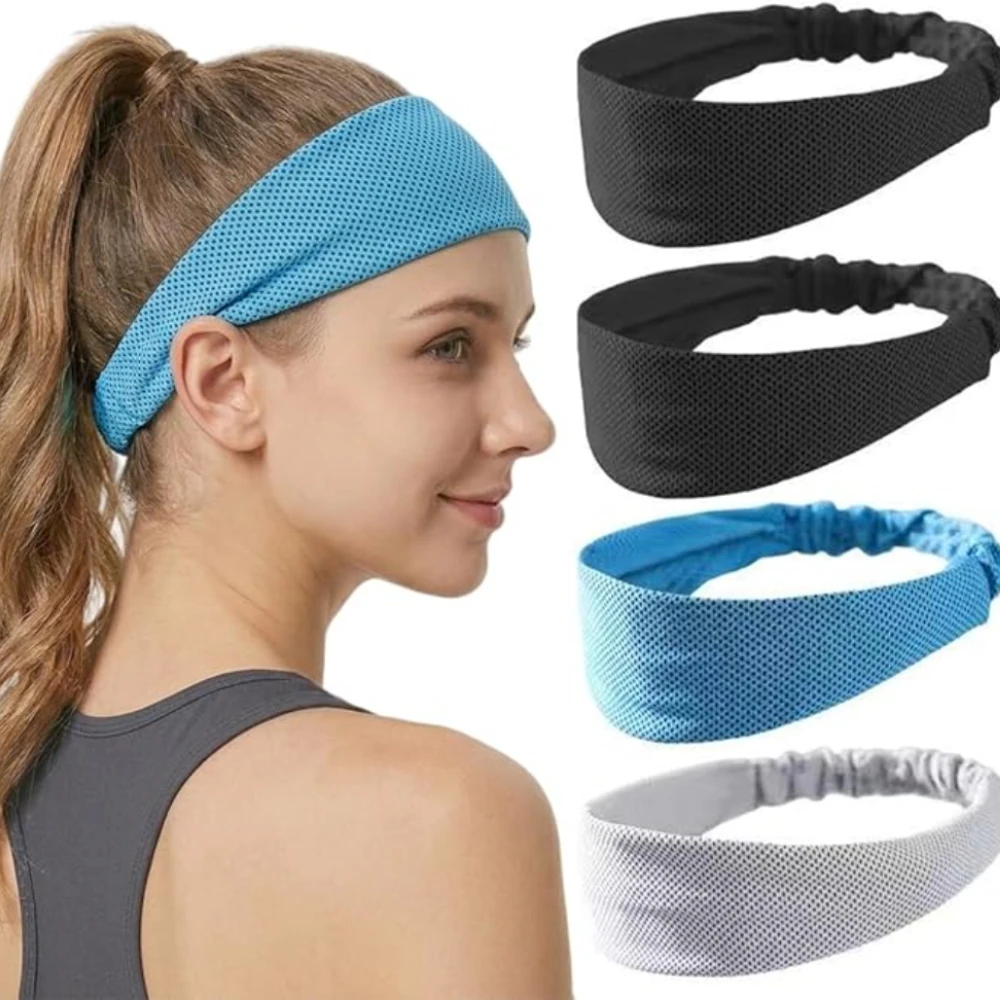 Cooling Sports Headband Breathable Sweat Elastic Hair Band Anti-sweat Head Wrap for Running Fitness Basketball Badminton Workout