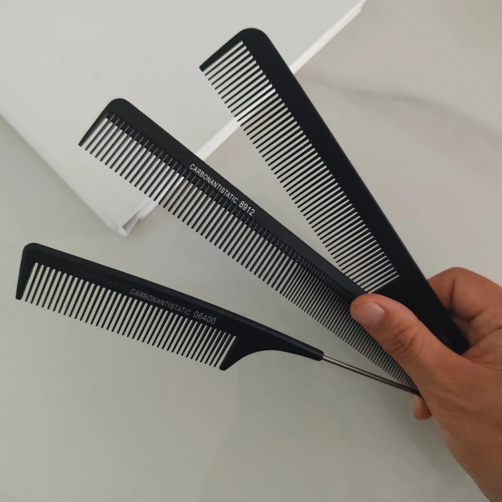 Carbon Steel Barber Comb Kit Double Sided Anti-static Salon Hair Styling Comb Heat Resistant Home Grooming Comb