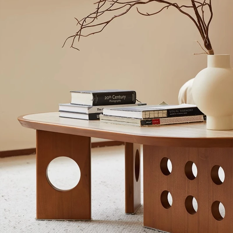 

Retro style coffee table living room home rock slab Internet celebrity explosion medieval coffee table cave stone oval coffee