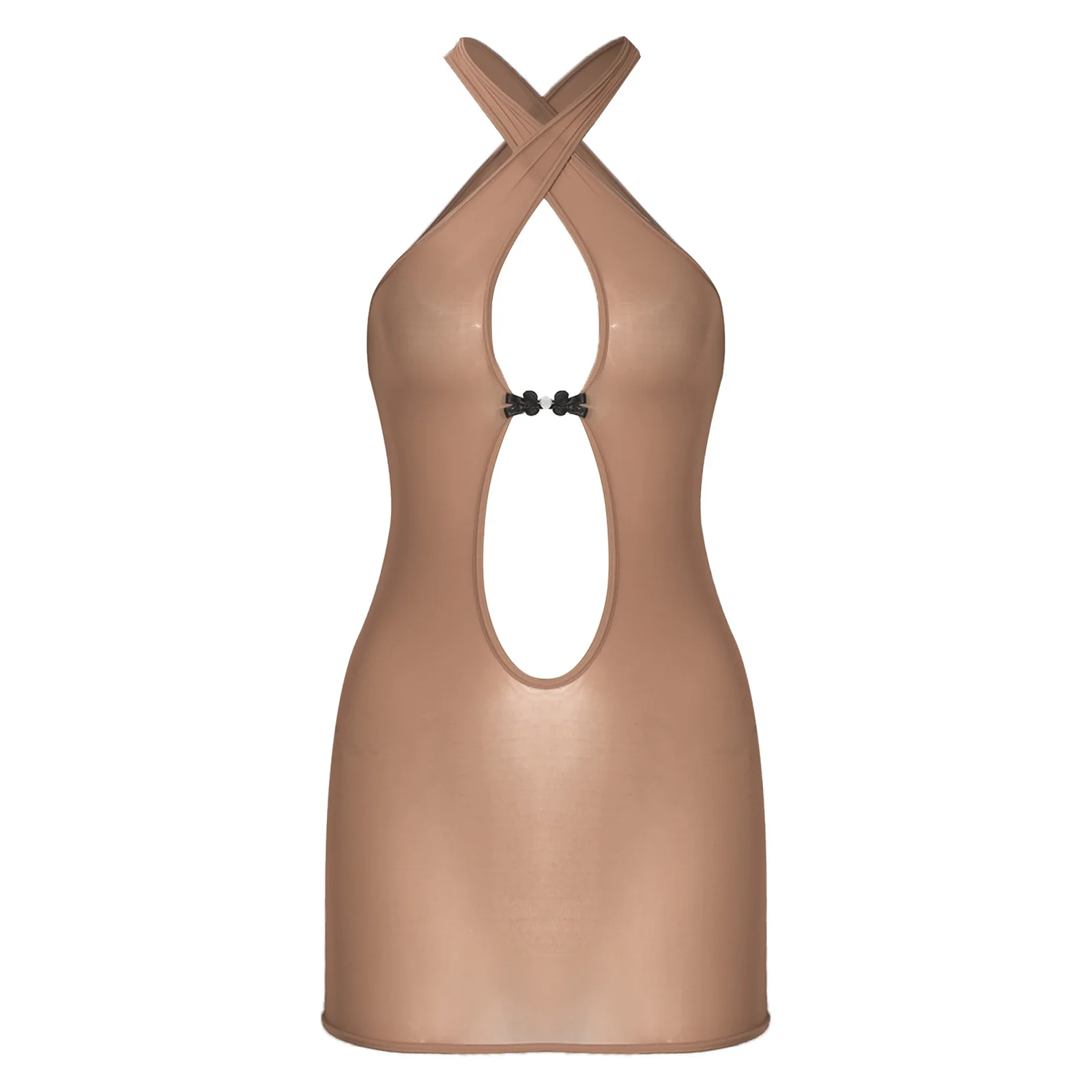 

Women Sexy Home Wear Loungewear Halter Backless with A Frog Button Bodycon Sleep Dress Nightgowns Lingerie for Dating Nightwear