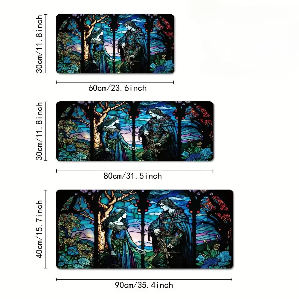 تصميم الرسوم التوضيحية للرسوم المتحركة في العصور الوسطى، حصيرة مكتبية مع حافة مخيطة، قاعدة مطاطية غير قابلة للانزلاق، ملحقات الكمبيوتر، سجادة لعب سحرية #4