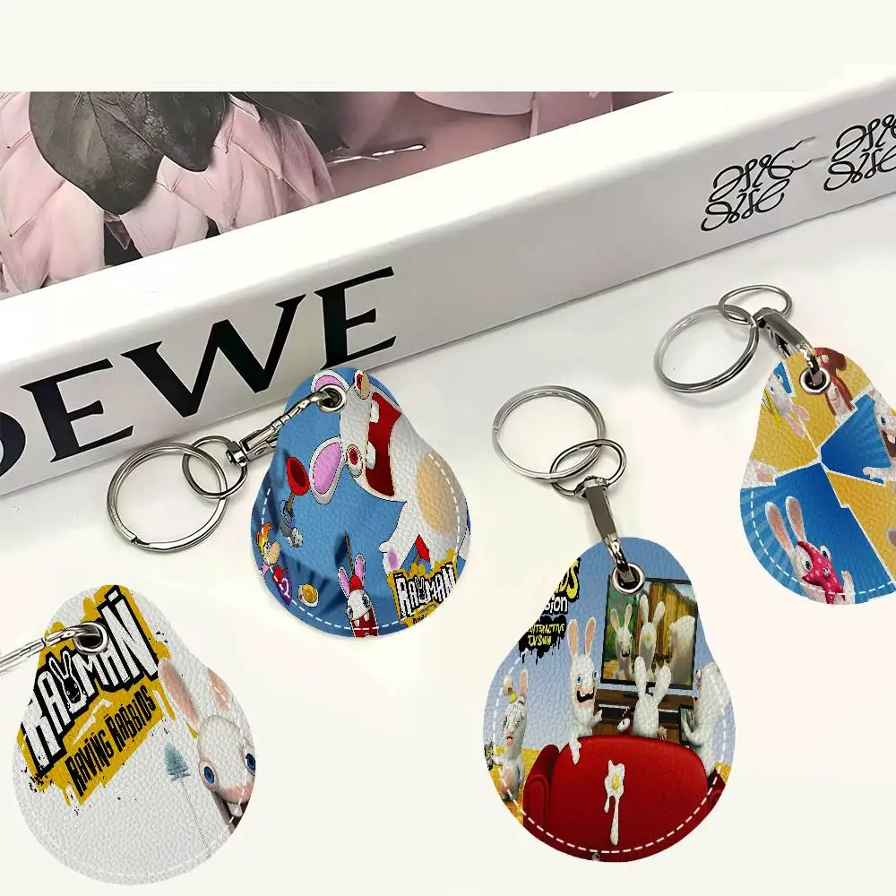 لعبة R-Raving R-Rabbids نمط الرسوم المتحركة الإبداعية بطاقة الوصول الحساسة واقية كم المفاتيح قلادة الزخرفية الموضة