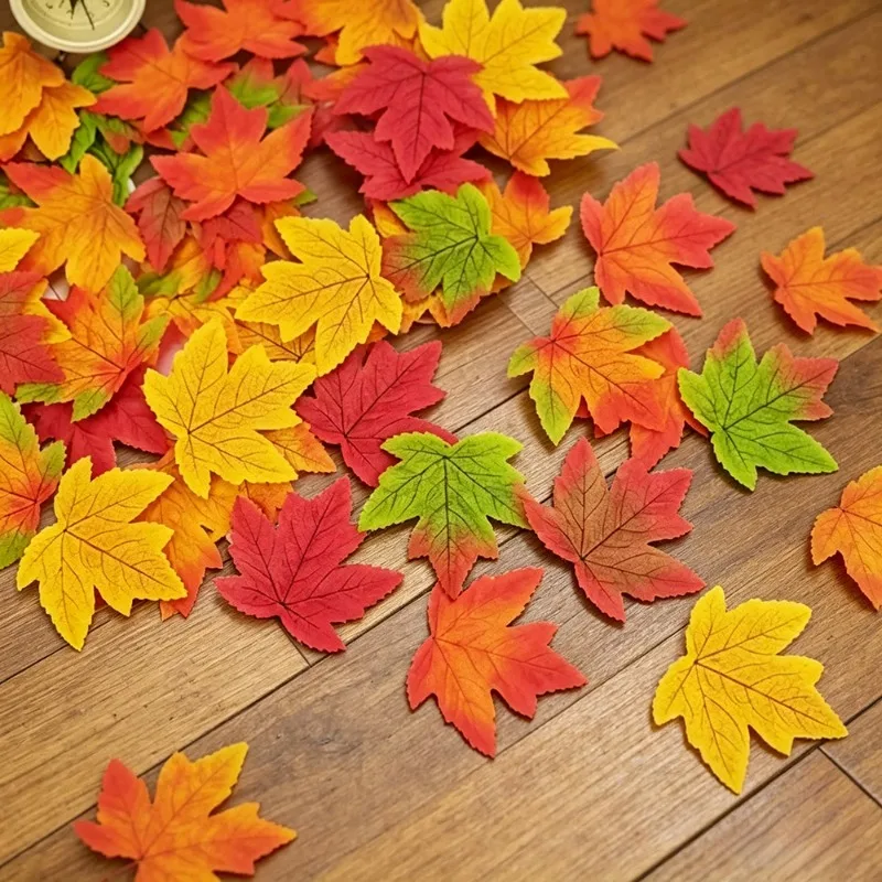 150pcs multicolor artificial maple leaf halloween decorative prop fake sycamore leaf photography shooting ornament