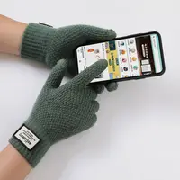 Wool Cashmere Gloves Touch Screen Winter Men Knitted Gloves Solid Color High Quality Winter Autumn Thicken Warm Coldproof 1