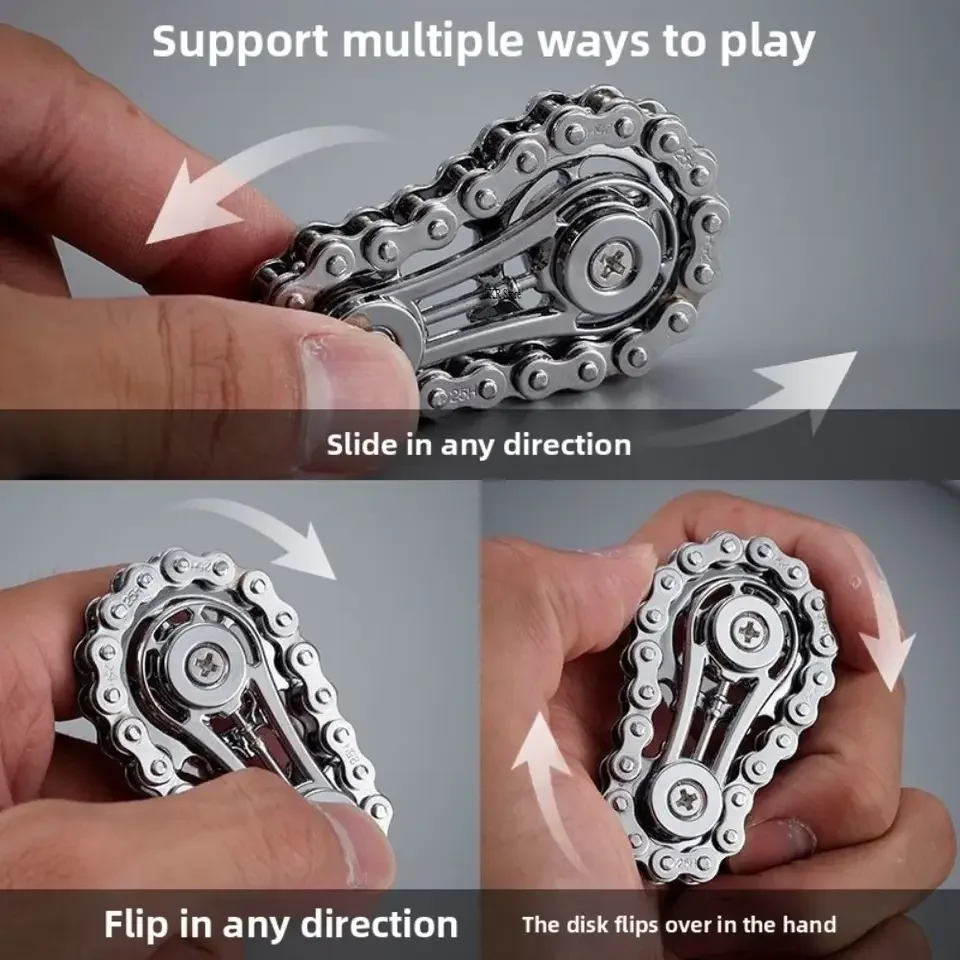 Metal Fingertip Gyro Sprocket Flywheel Fidget Spinner Antistress Anxiety Bicycle Chain Stress Anxiety ADHD Relief Fidgets Toy