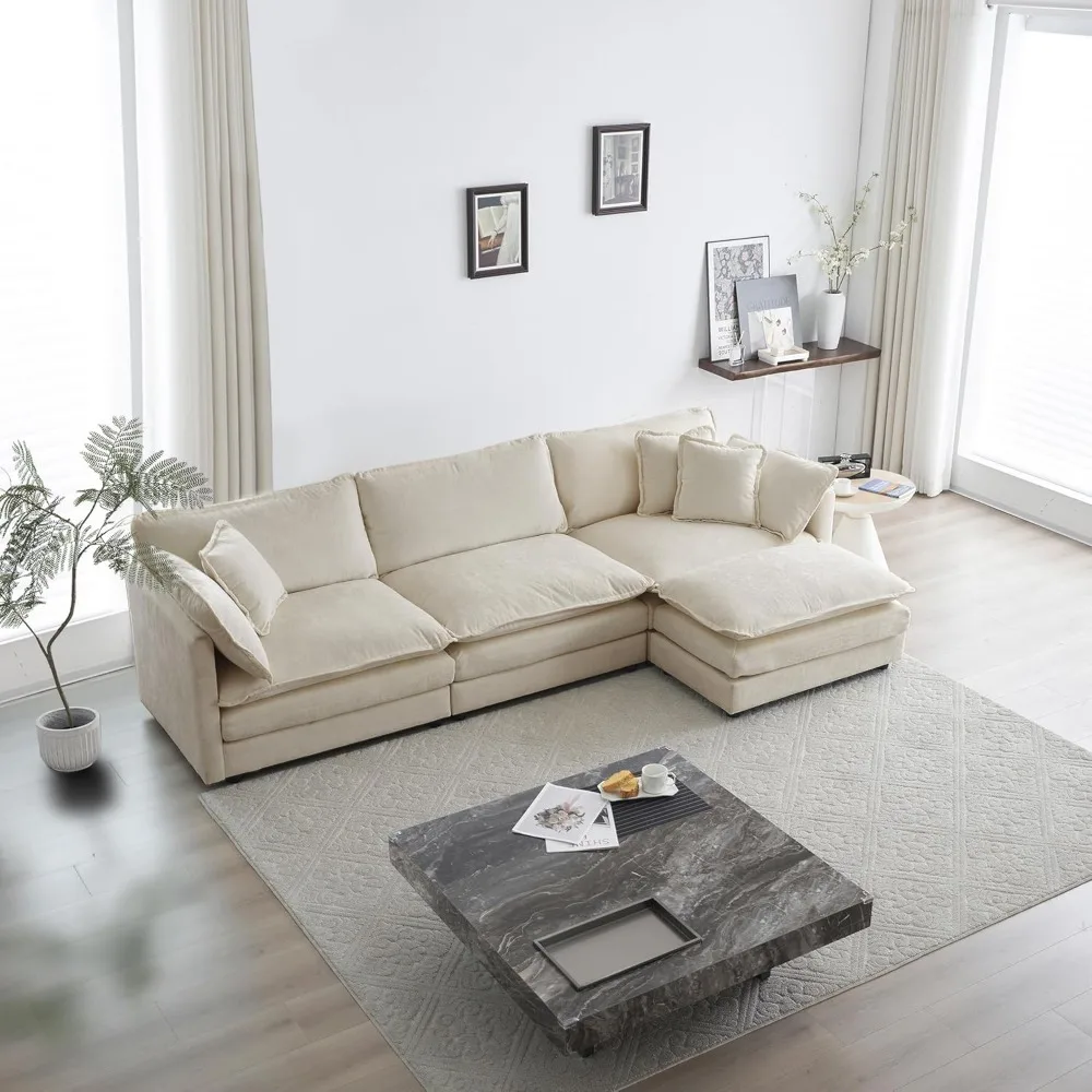 

111.5" Modular L Shape Sectional Sofa Couch for Living Room, Modern Upholstered 4 Seat Sofa Chenille Fabric Deep Seat Couch with