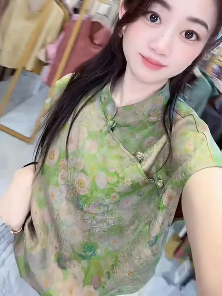 

Новый китайский Sle ort Sve irt, уникальный красивый летний костюм Тан, национальный топ, женский свободный крой