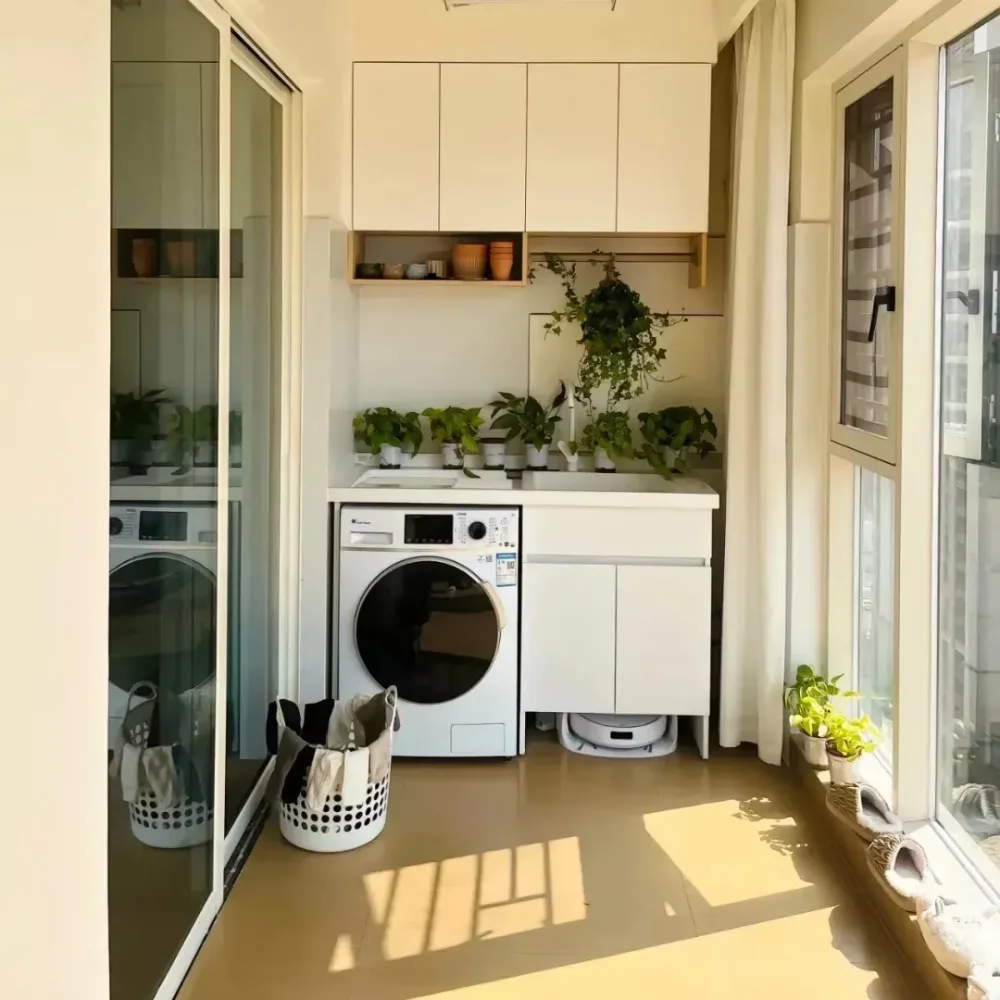 #304 Stainless Steel Balcony Cabinet Moisture-Proof & Anti-Deformation Storage Unit Durable Outdoor Cupboard For Patio & Laundry