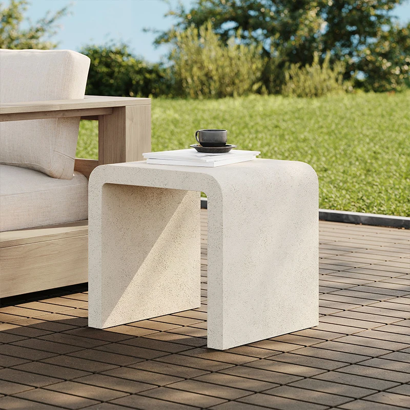 Modern Concrete Fiber Cement Tea Table  Outdoor side Table Furniture rectangle Concrete Coffee tables bench