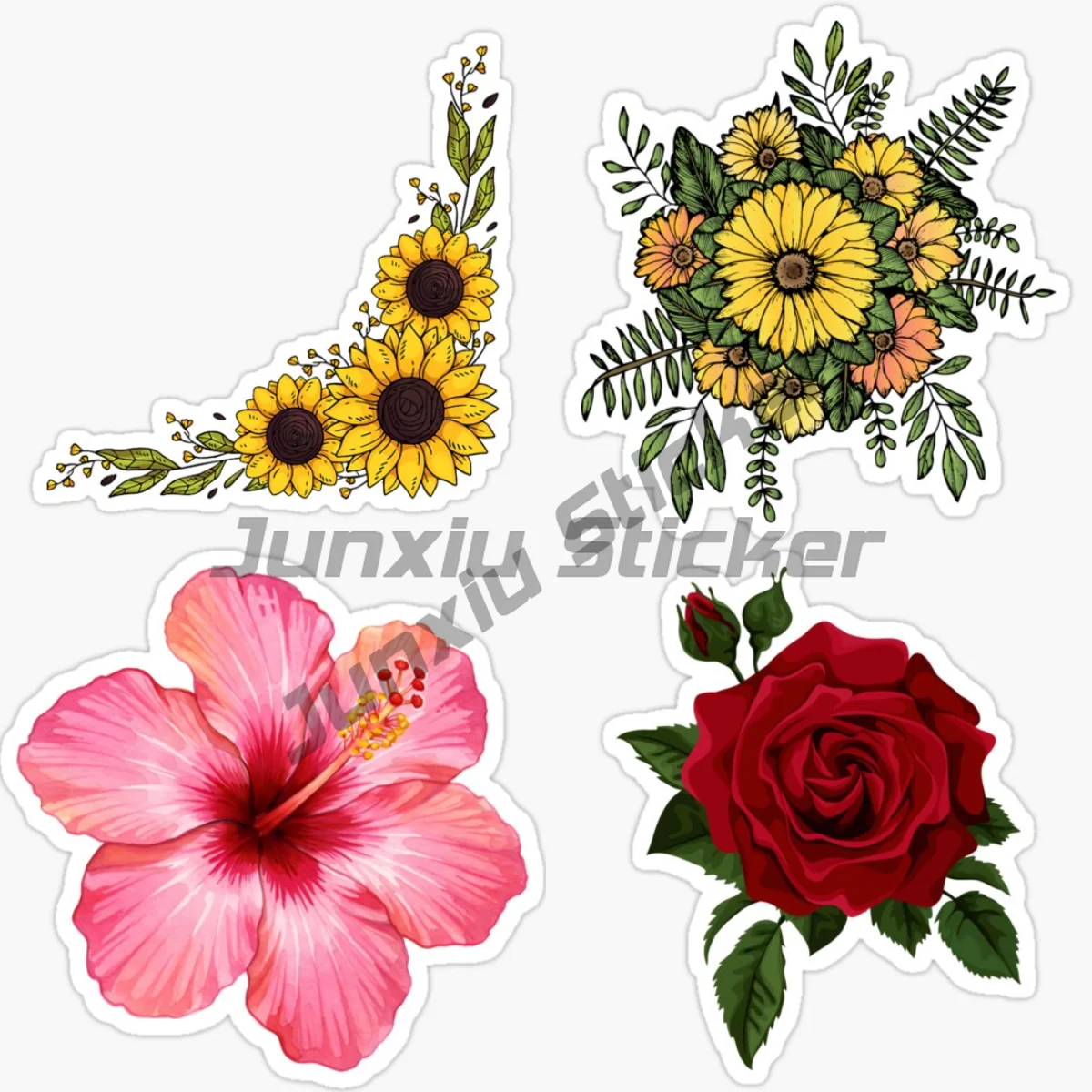 Beautiful Flowers Vinyl Self-adhesive Car Stickers Car Motorcycle Bike Cover Scratch Cover Decals