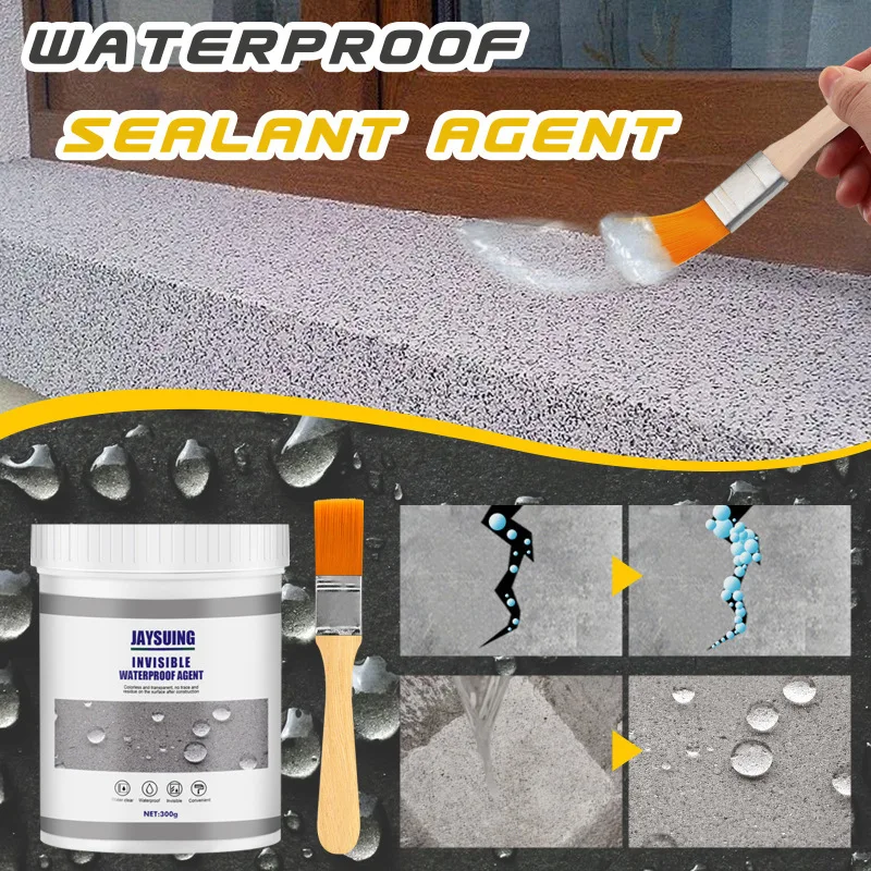 300G Waterproof Sealant with Brush Leak Repair Coating Crack Filler for Bathroom Kitchen Exterior Wall Leakage Blocking