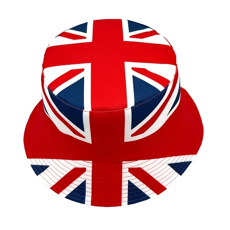Custom 1pc National Flag Themed Women's Bucket Hat - Lightweight Wide Brim with a Digital Print of the British Flag Pattern, a U