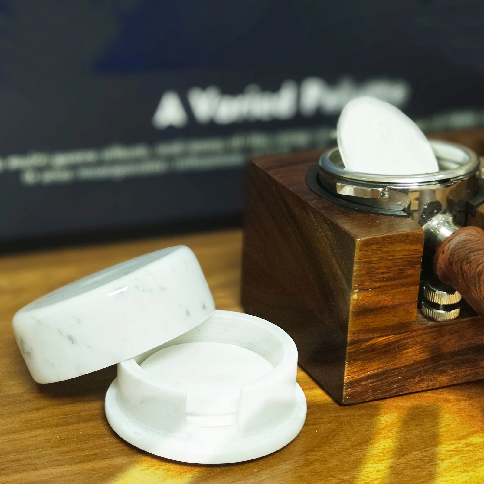 

Natural White Marble Espresso Coffee Filter Holder Storage Box Organizer for 51-58mm Paper Filters Durable Coffee Bar Accessory