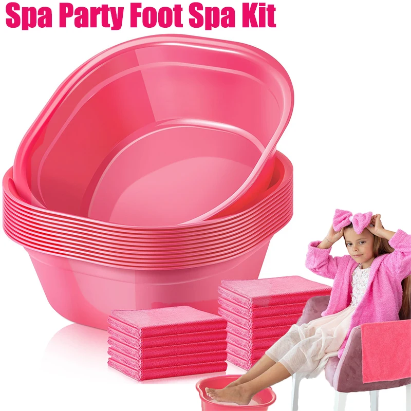 

Kids Foot Spa Kit for Girls Pedicure Spa Party Favors for Kids Birthday Foot Tub Washbasin Salon Towels Sleepover Sleeping Party